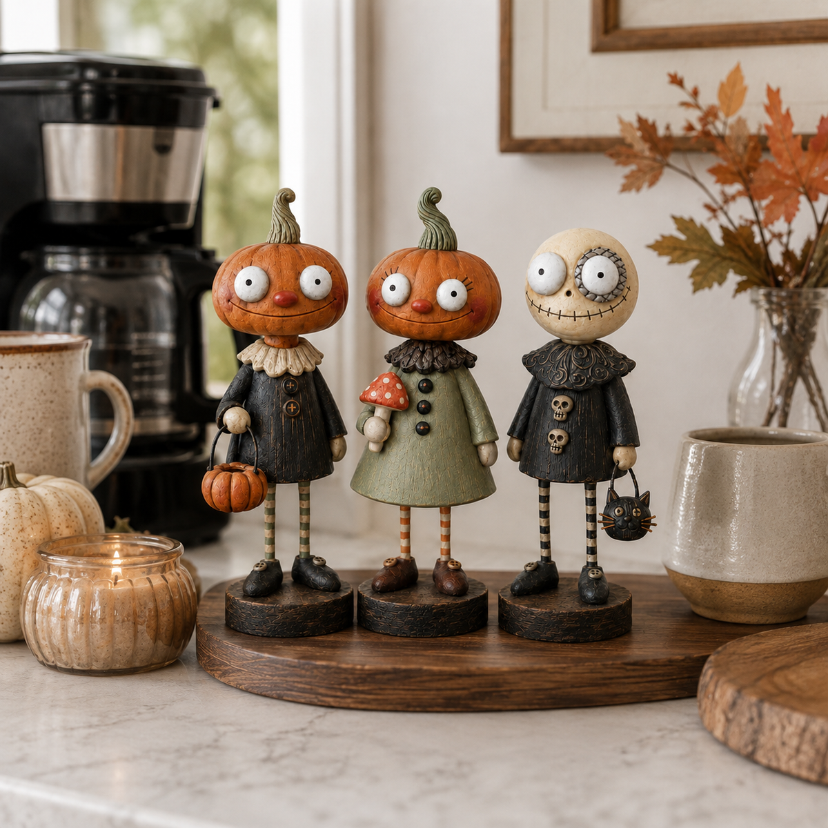 đPrimitive Pumpkin Friends â Samling af vintage Halloween-figurer