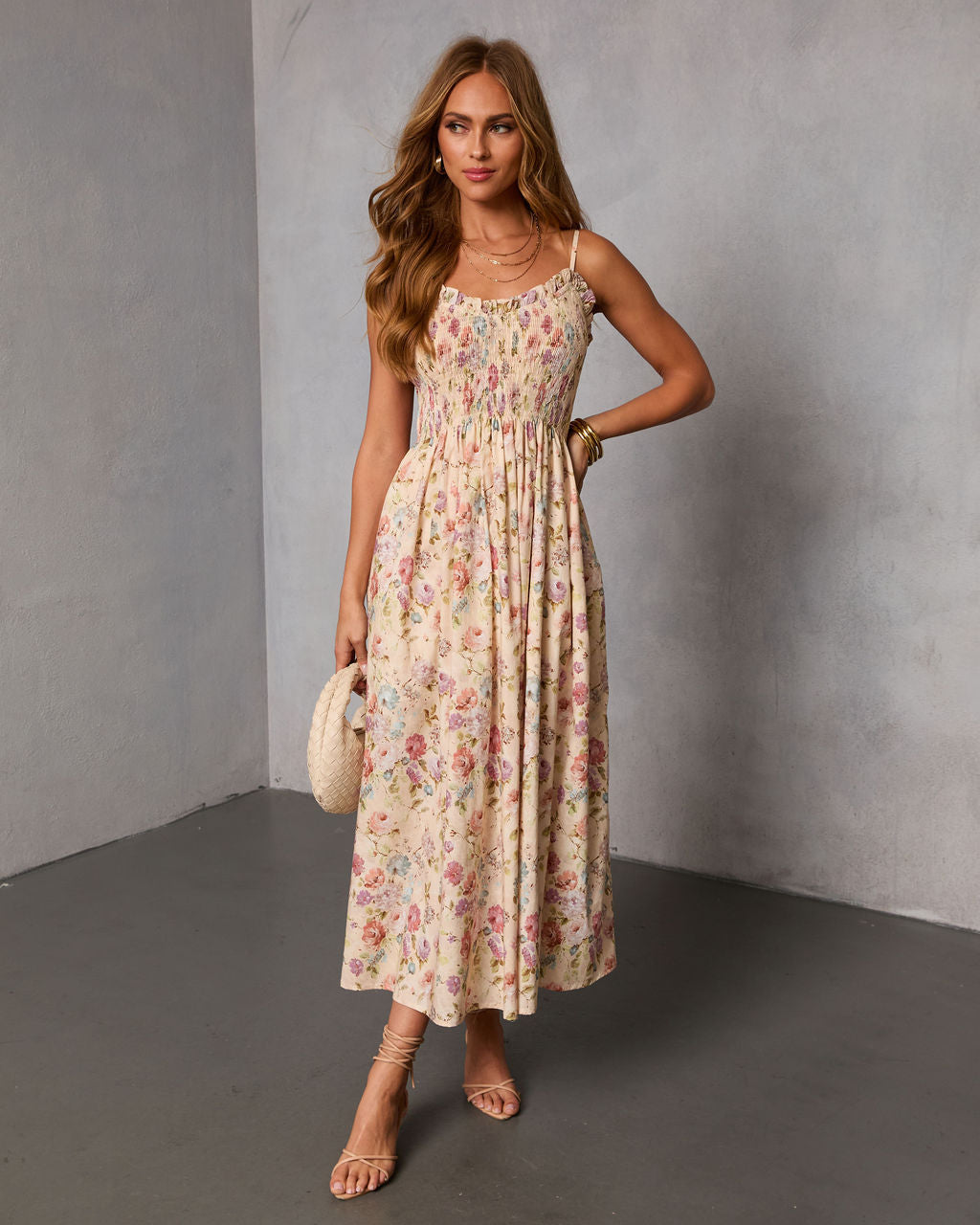Fresh Fem Printed Sweetheart Maxi Dress