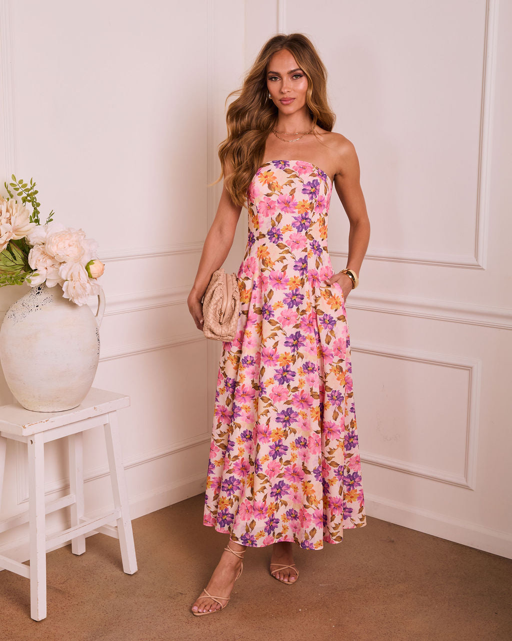 Floral Daydream Floral Strapless Maxi Dress