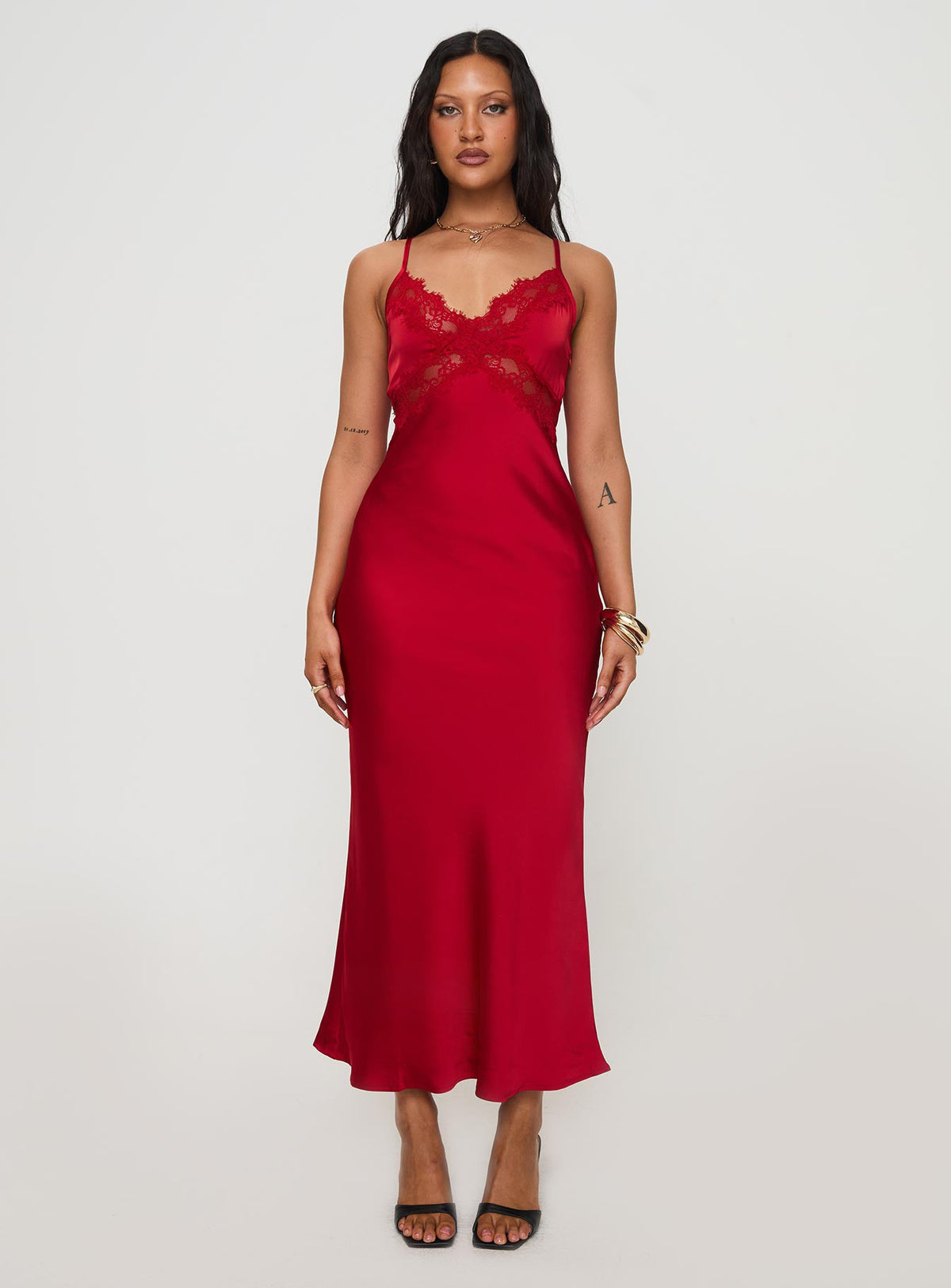 Treasure Bias Cut Maxi Dress Red