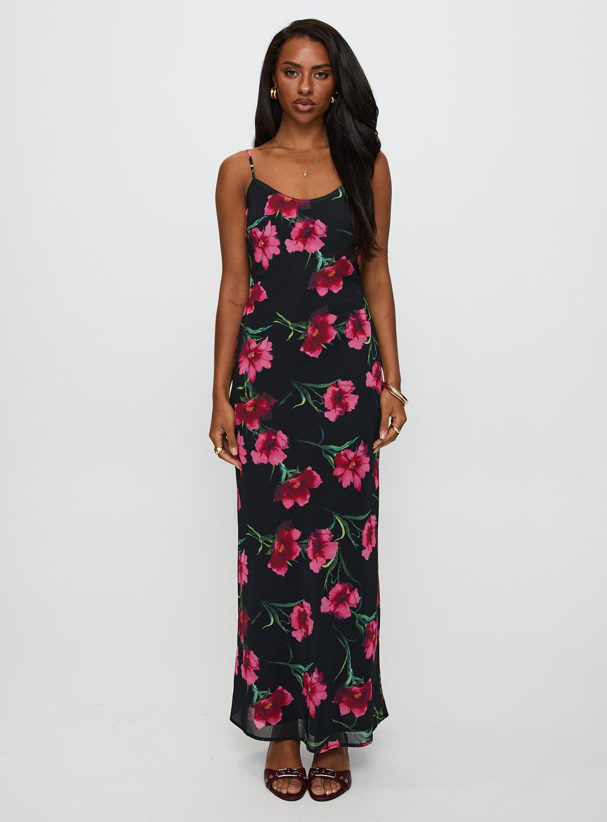 Emorie Bias Cut Maxi Dress Multi Floral