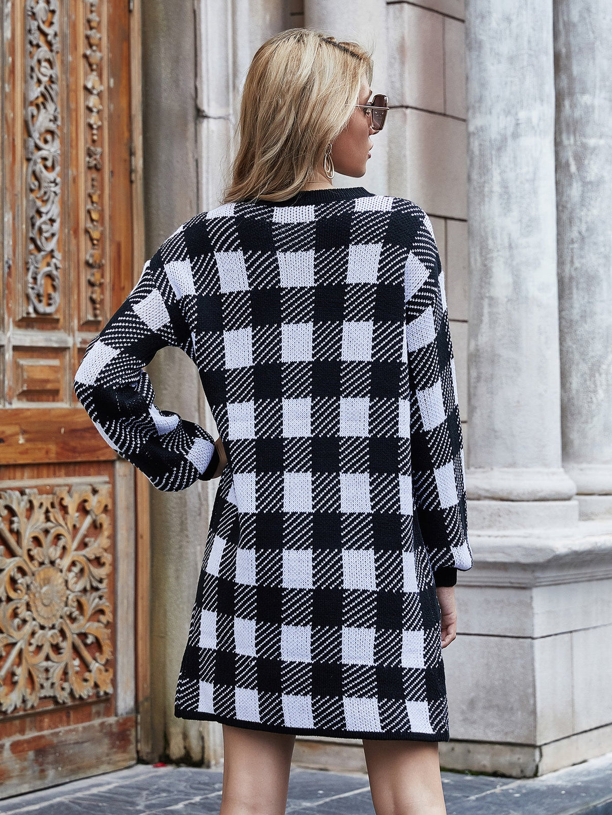 Smaibulun | KAITLYN Plaid Knit Dress - Black