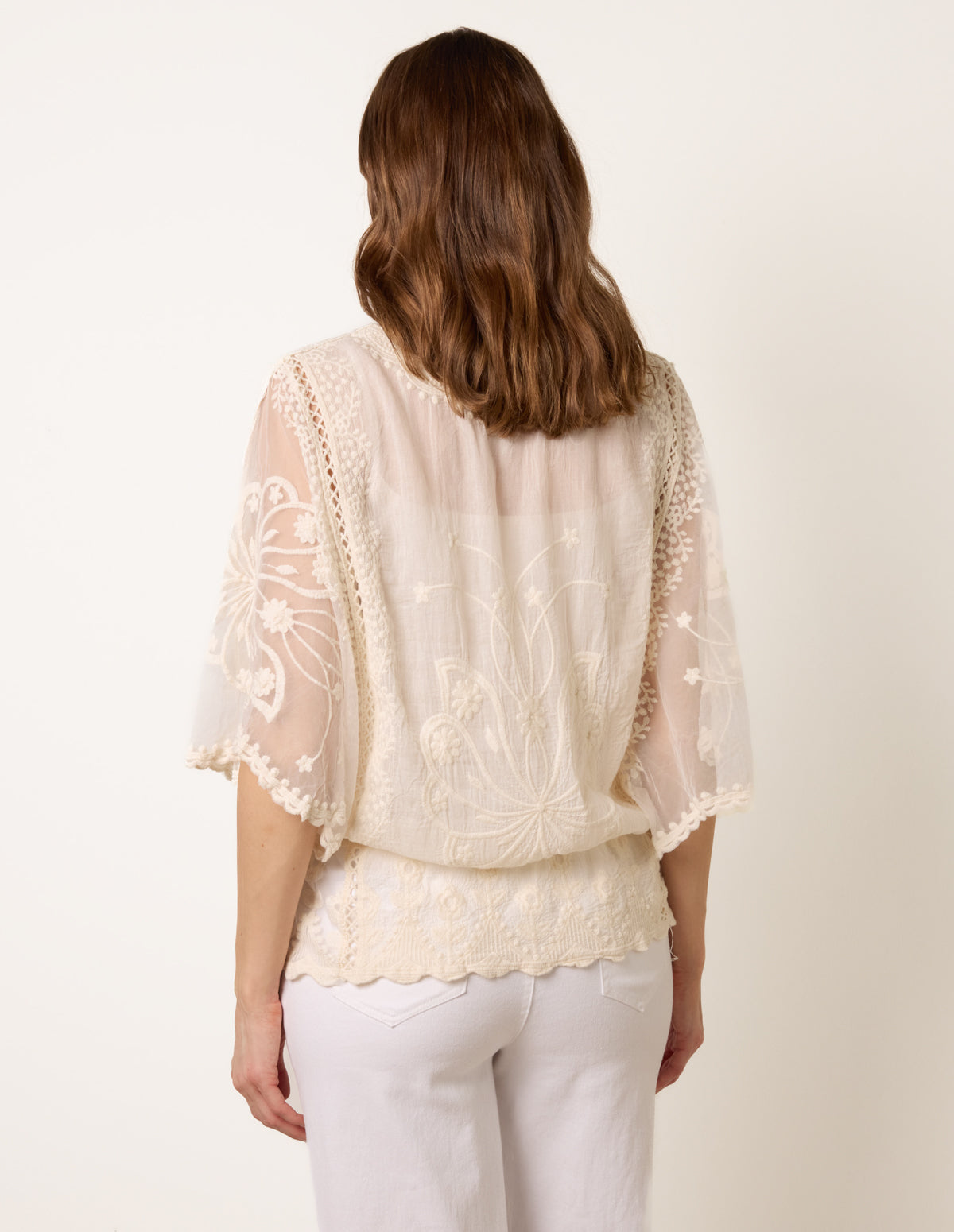 Floral Lace Butterfly Sleeve Blouse