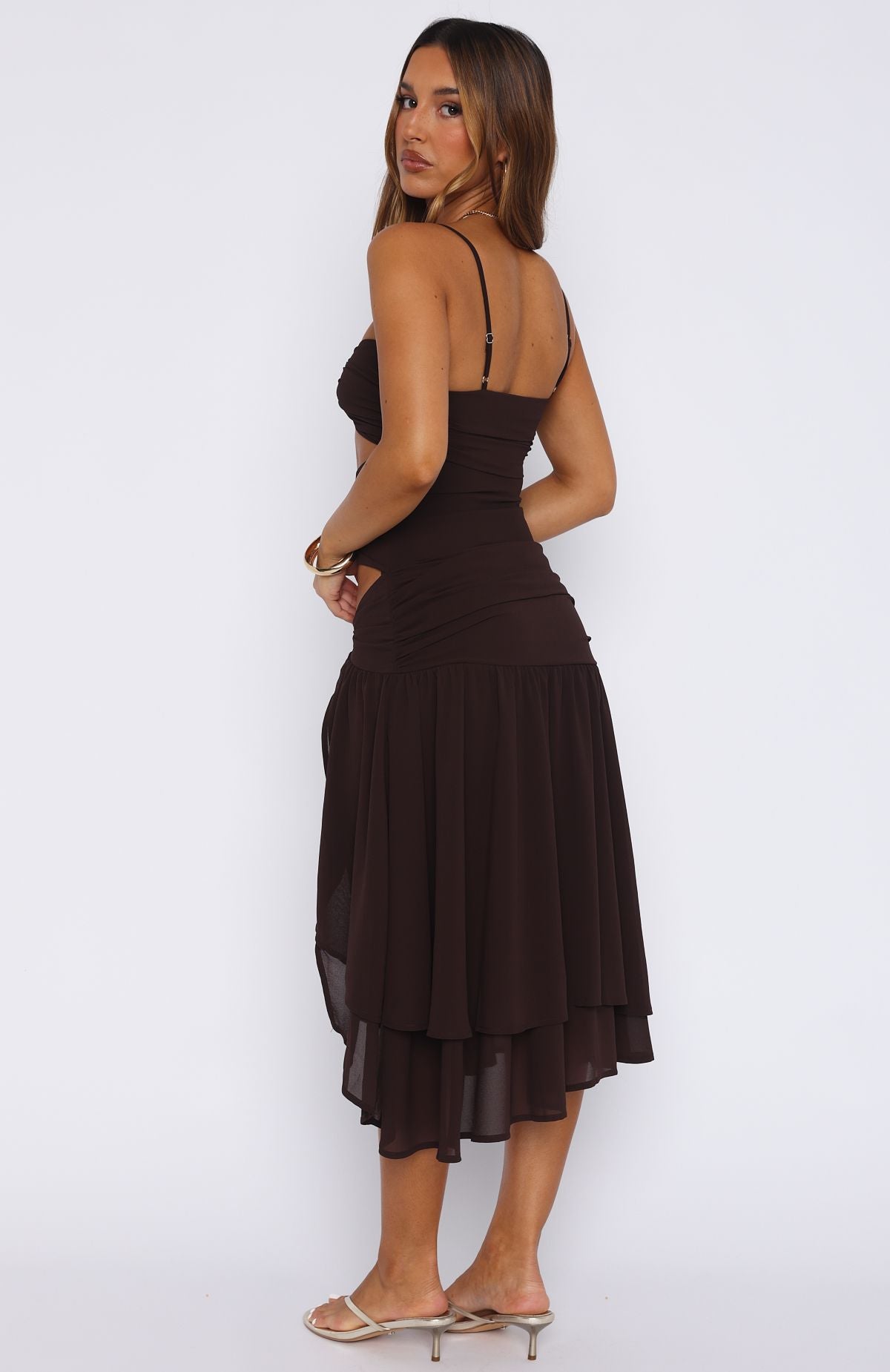 Dancing In Greece Midi Dress Chocolate