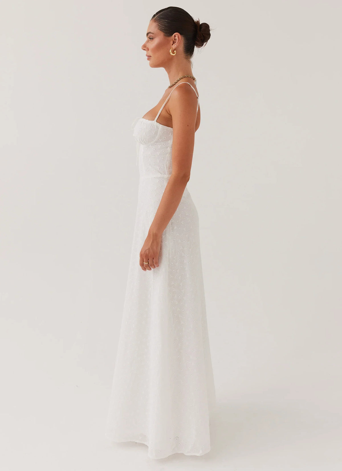 Elsie Broderie Maxi Dress - White