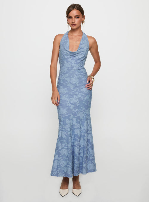 Aymie Halter Maxi Dress Blue