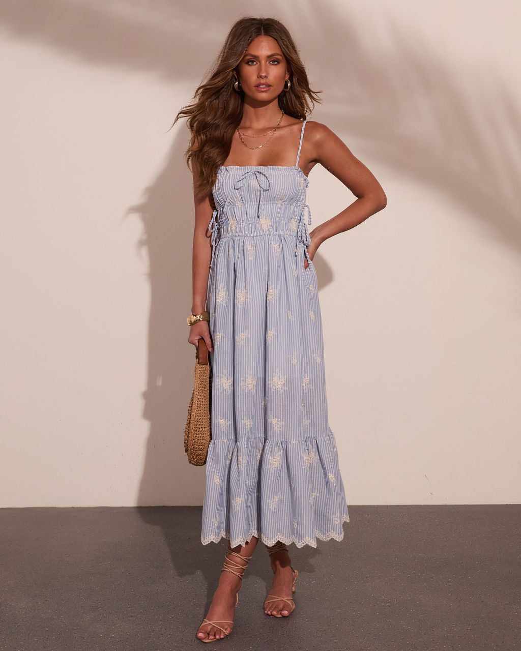 Ameliah Striped Floral Maxi Dress