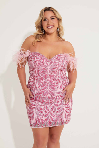 Primavera Couture 14062 Short Fitted Homecoming Plus Size Cocktail Dress