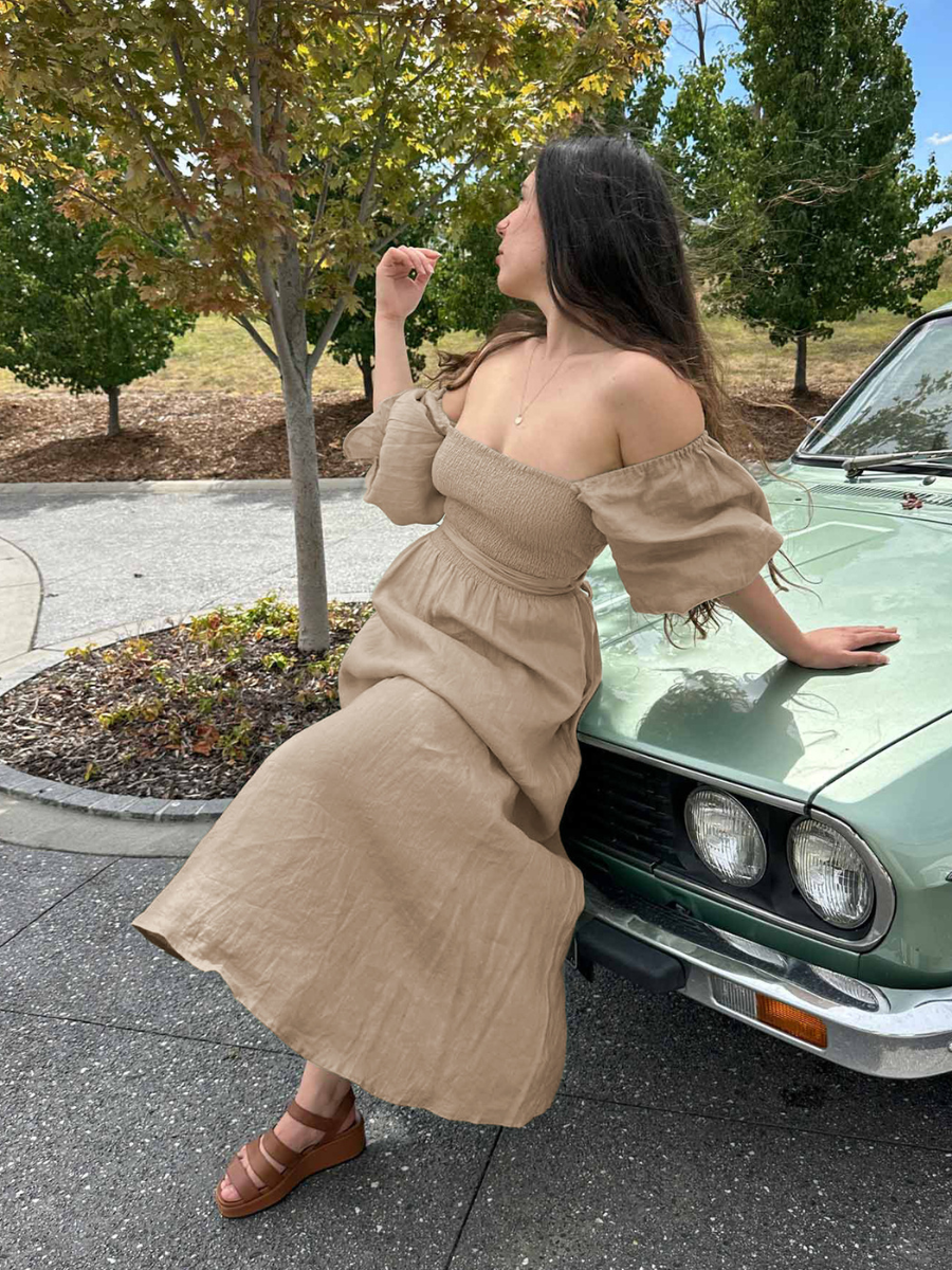SUNSET SANDS TWO WAY WEARABLE MIDI DRESS - NEUTRAL
