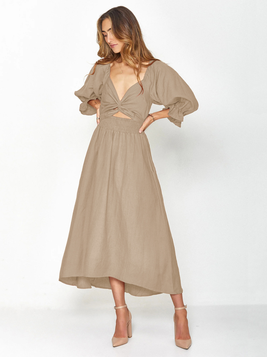 SUNSET SANDS TWO WAY WEARABLE MIDI DRESS - NEUTRAL