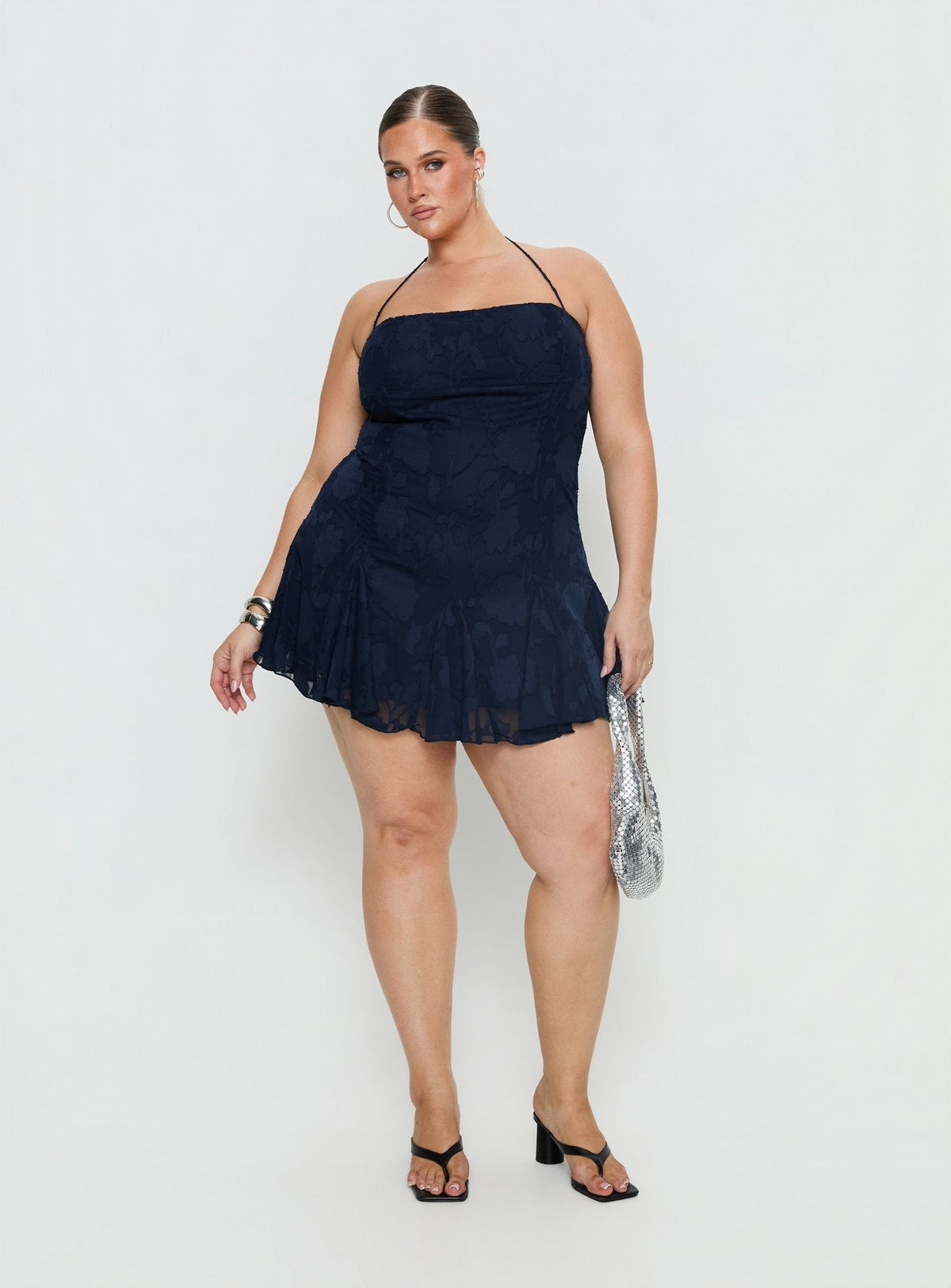 Delamere Mini Dress Navy Burnout Curve