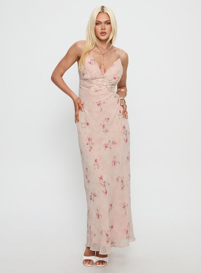 Rheina Lace Maxi Dress Pink Floral