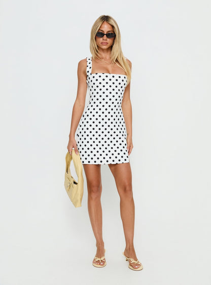 Bombshell Mini Dress Black Polka Dot