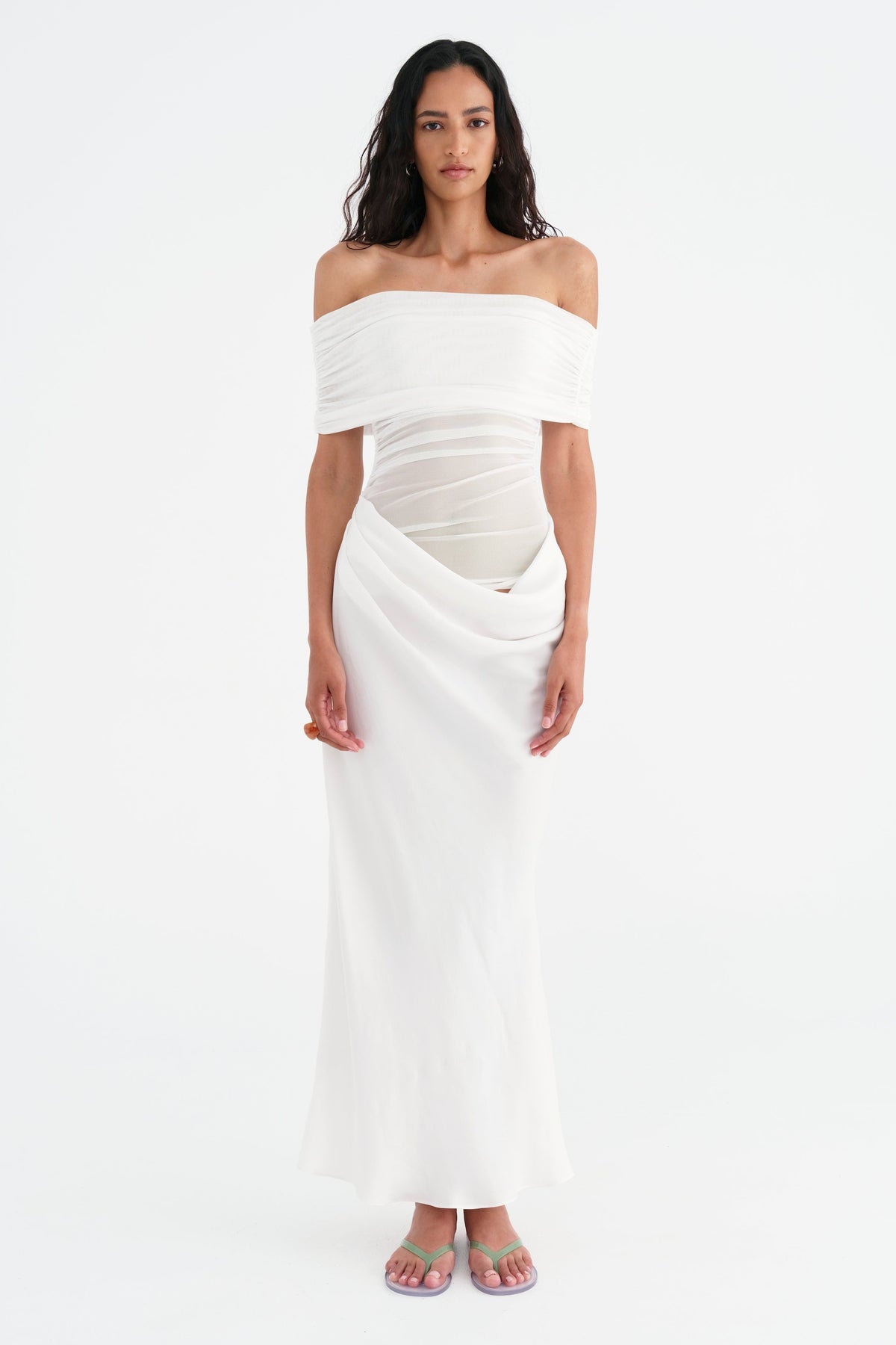 Leona Off Shoulder Sheer Maxi Dress