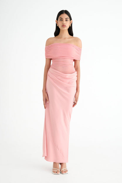 Leona Off Shoulder Sheer Maxi Dress