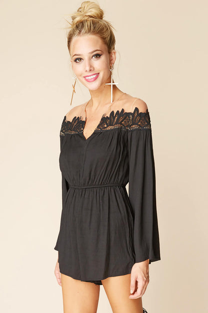 Brittany Bell Sleeve Romper Black