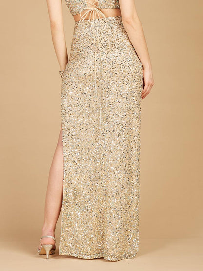 Lara Dresses 29311 Beaded Skirt Side Slit