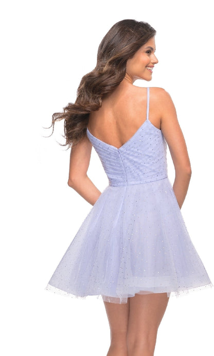 Short Navy Blue Homecoming Dress with Rhinestones