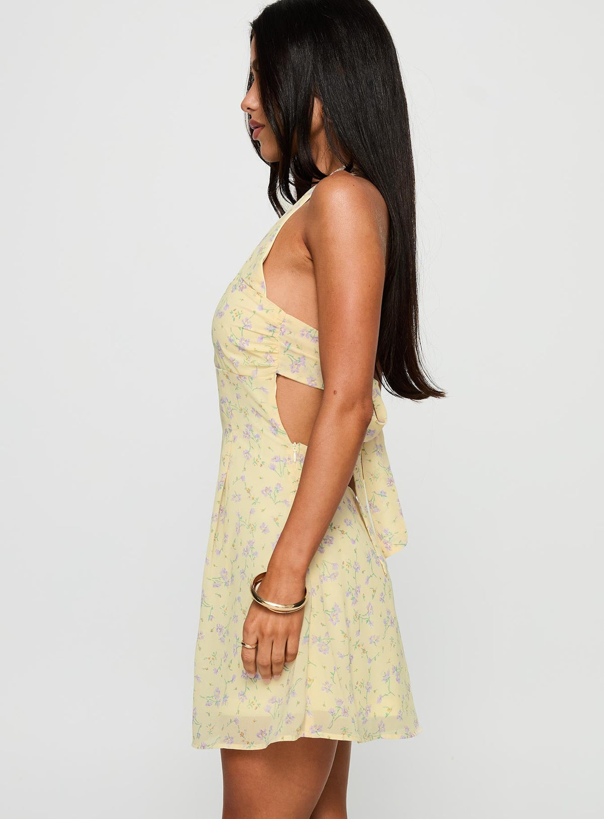 Rosamie Halter Mini Dress Cream / Floral