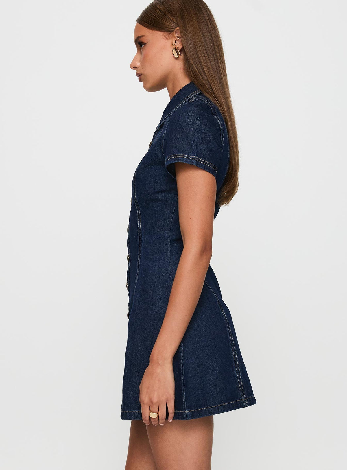 Perception Denim Mini Dress Mid Wash