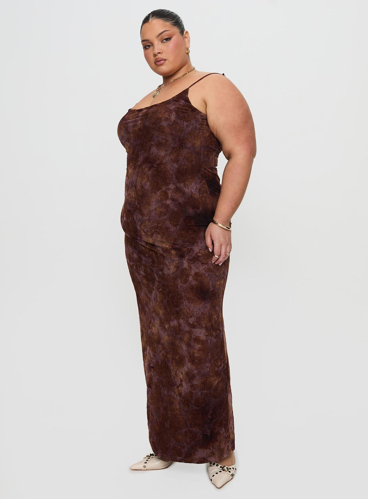 Knox Maxi Dress Chocolate Paisley Curve