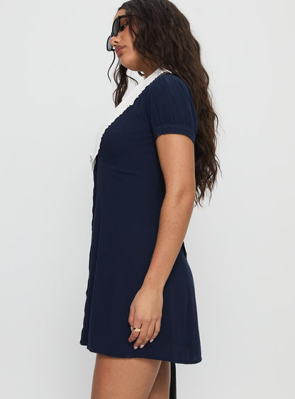 Fabiola Collared Mini Dress Navy