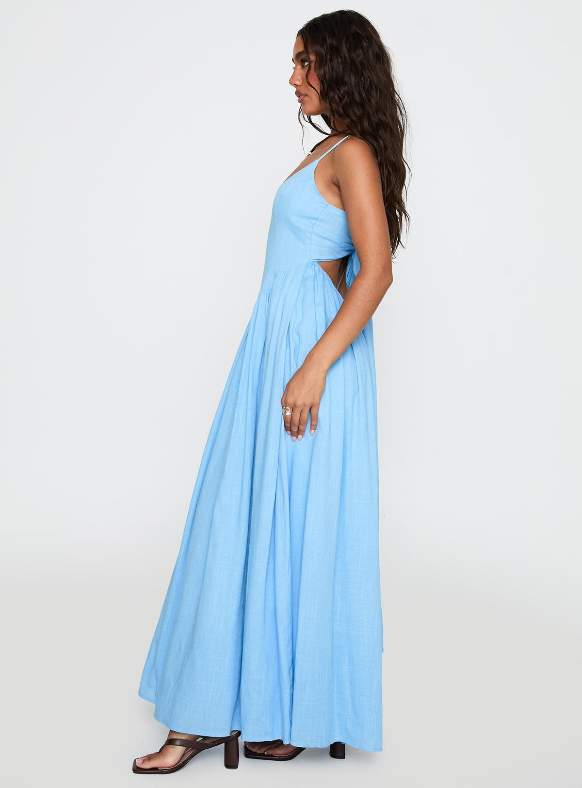 Palisades Tie Up Maxi Dress Blue