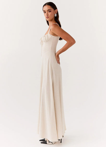 Mimi Linen Maxi Dress - Oatmeal