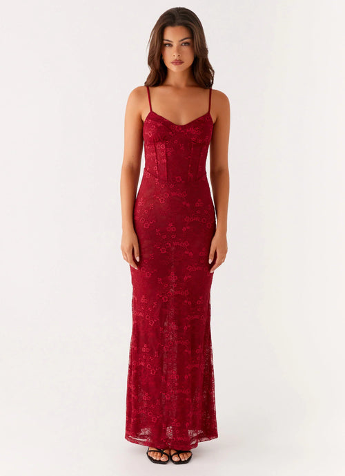 Rosa Corset Maxi Dress - Red