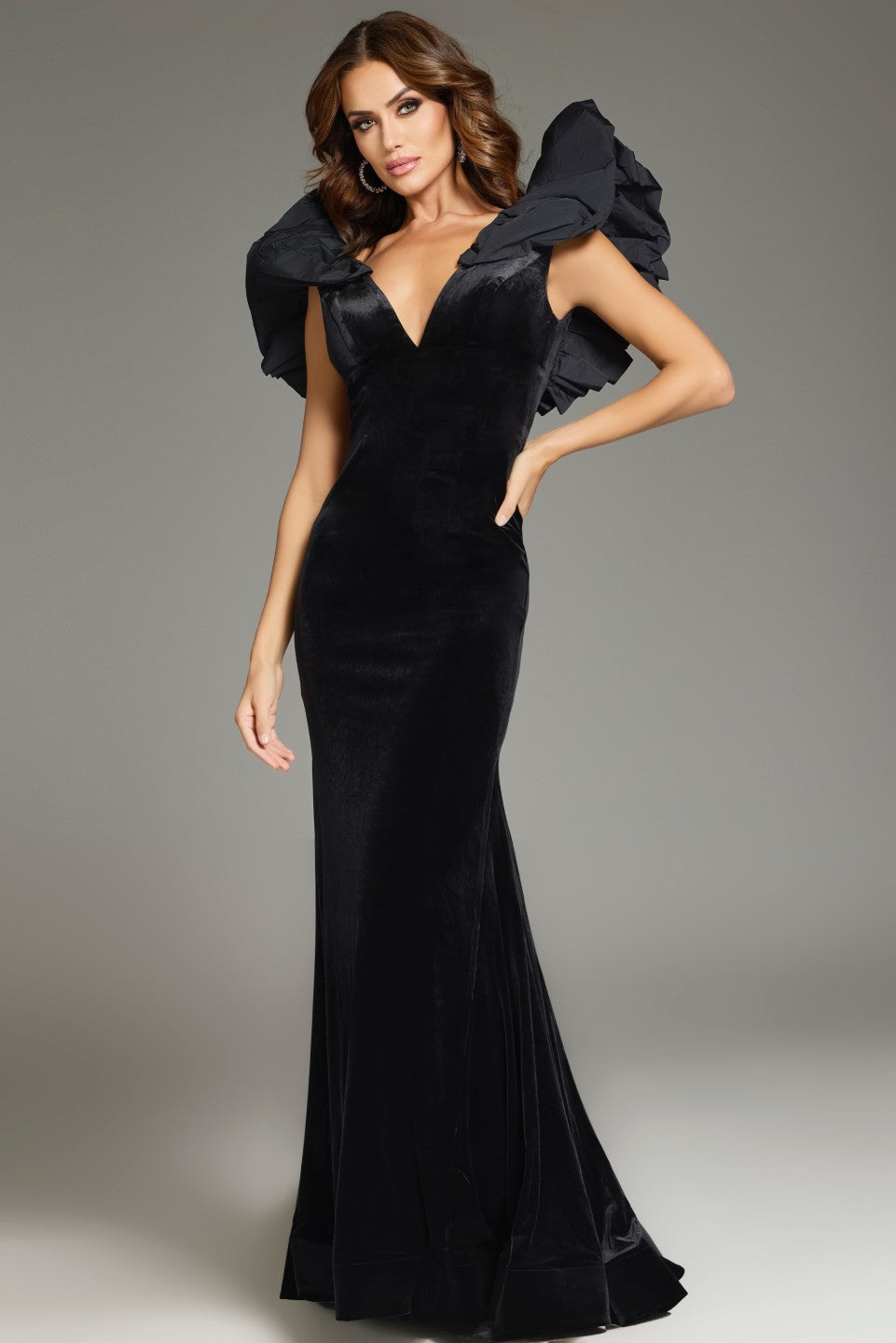 Jovani 39973 Fitted Long Velvet Formal Evening Dress