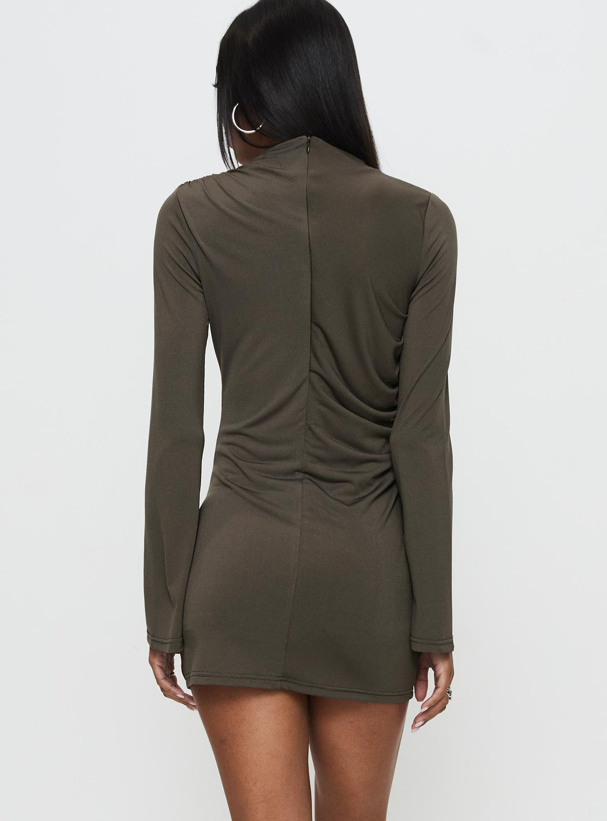 Arte Deco Long Sleeve Mini Dress Mocha