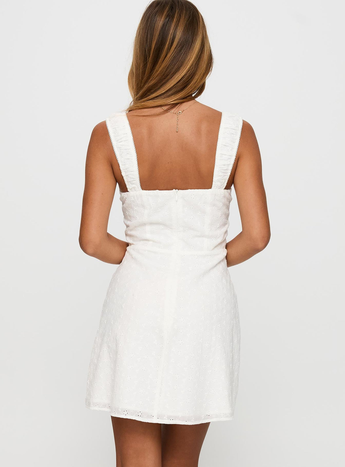 Sweet Secrets Broderie Mini Dress White