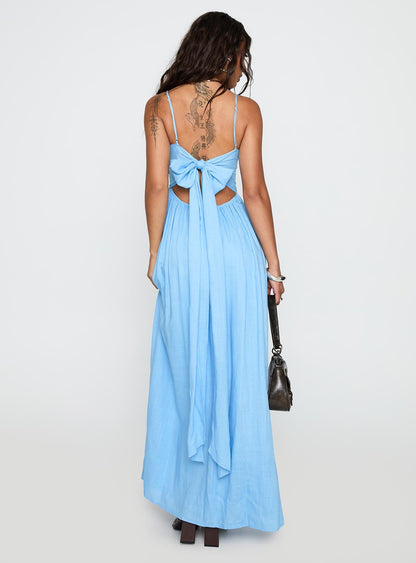 Palisades Tie Up Maxi Dress Blue