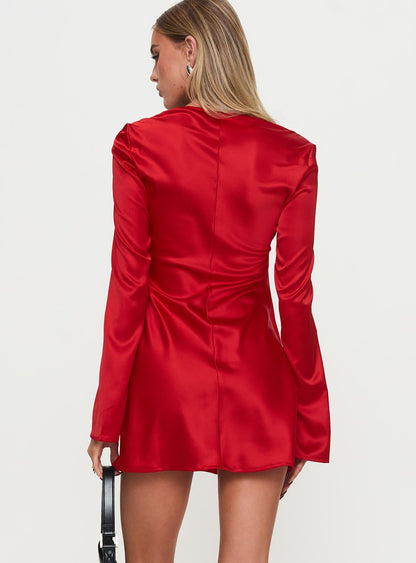 Phillipa Long Sleeve Mini Dress Red