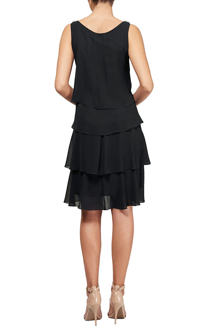 SL Fashions 414044 Tiered Short Cocktail Dress