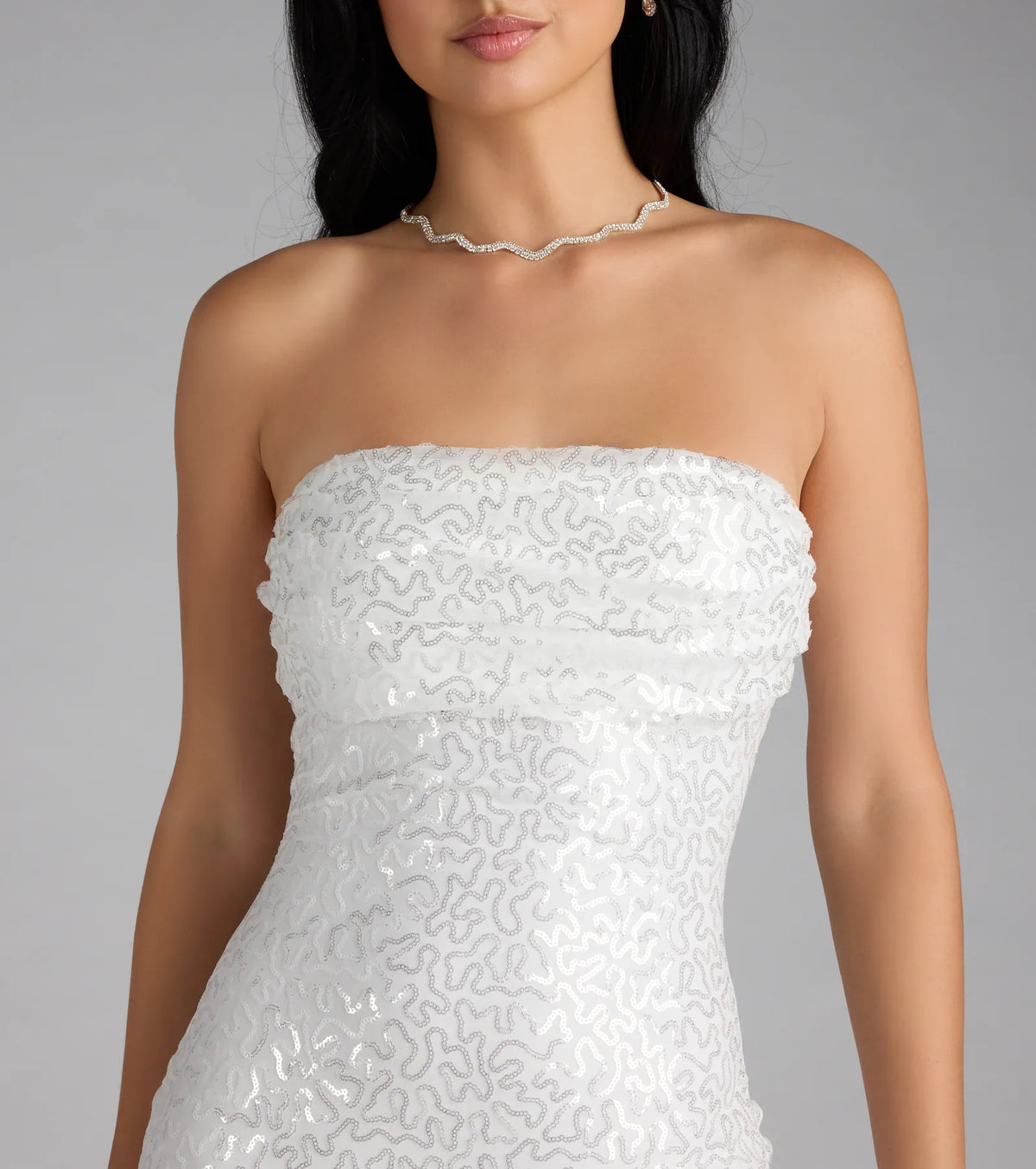 Shimmer All Night Strapless Sequin Mini Dress