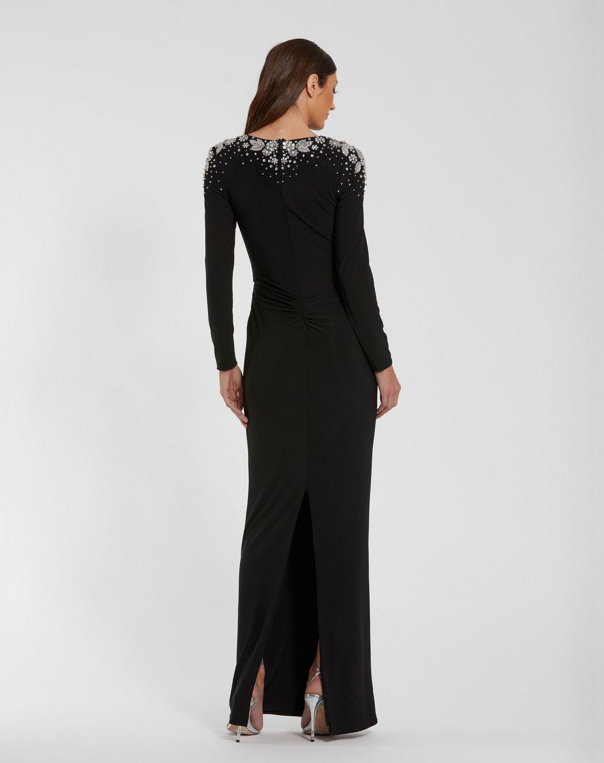 Long Sleeve Beaded Dress Formal Mac Duggal 44063
