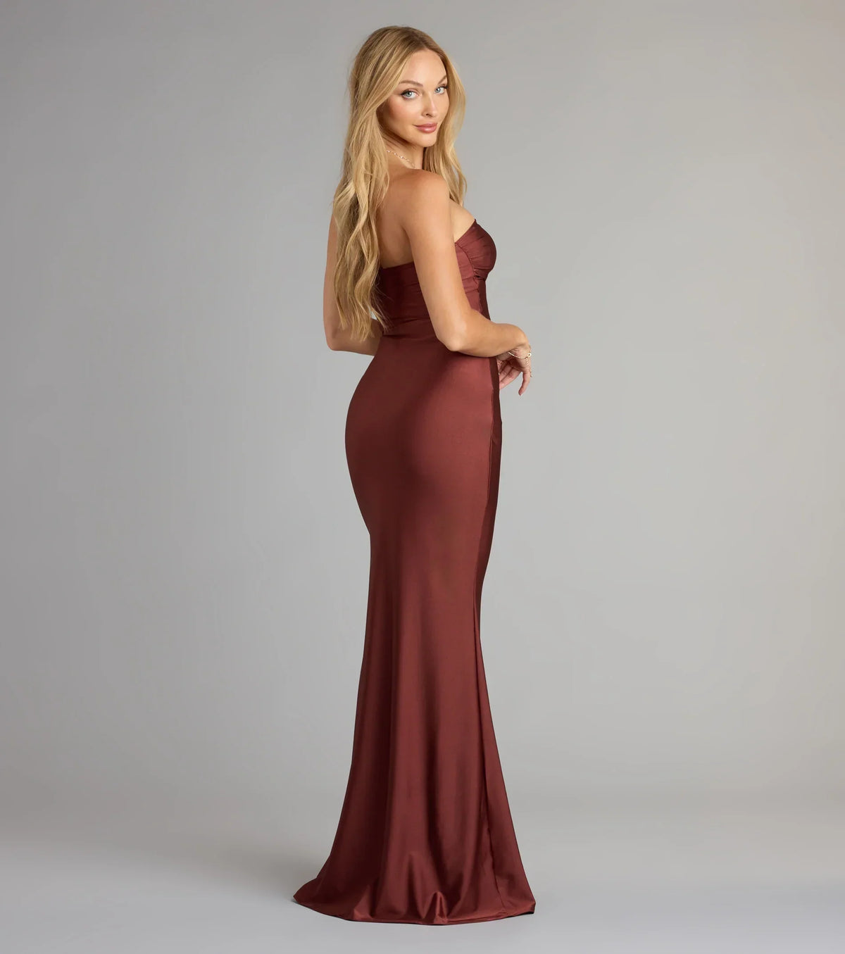 Cheryl Strapless Slit Mermaid Formal Dress