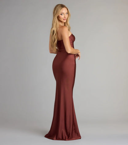 Cheryl Strapless Slit Mermaid Formal Dress