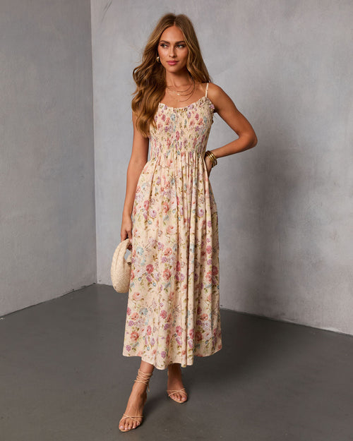 Fresh Fem Printed Sweetheart Maxi Dress