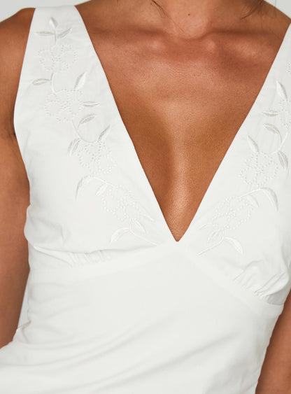 Florien Broderie Mini Dress White