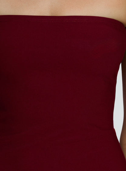 Keyana Strapless Tassel Mini Dress Burgundy