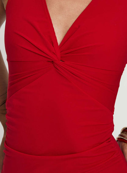 Mesmerise Halter Maxi Dress Red