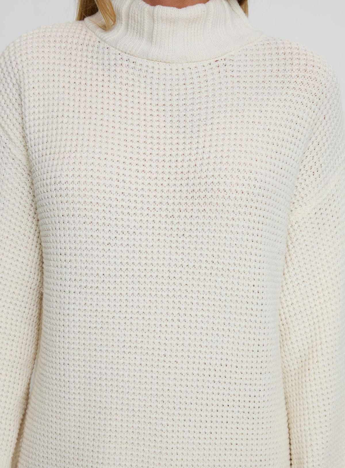 Tarin Long Sleeve Knit Mini Dress Cream
