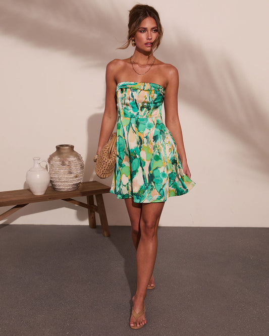 Tiki Breeze Abstract Print Mini Dress