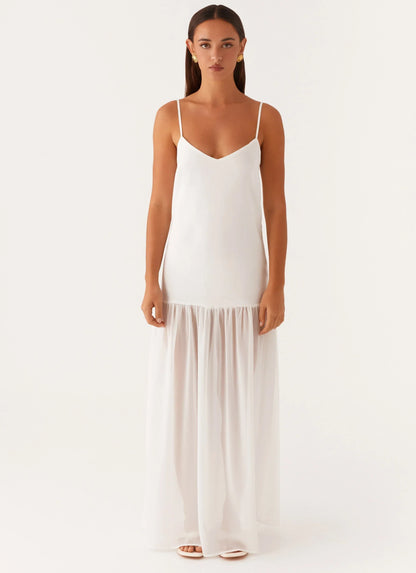 Heavenly Linen Maxi Dress - White