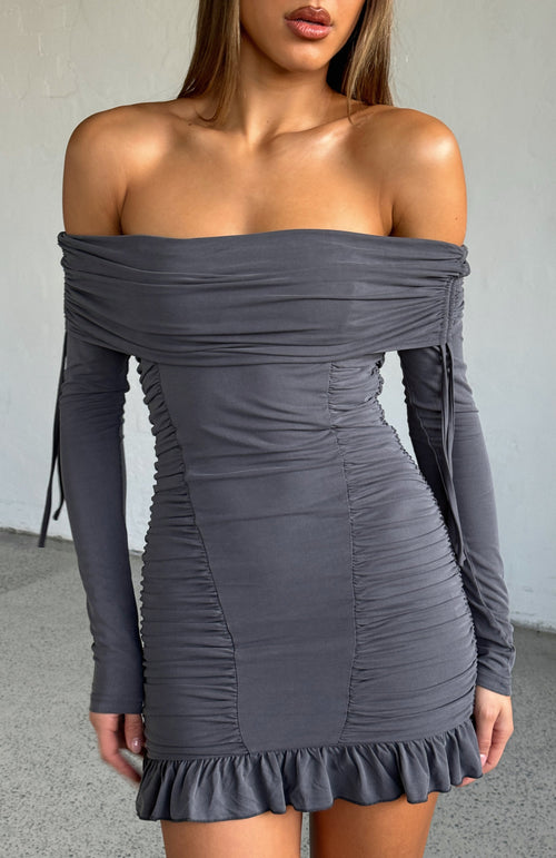 Diva Code Mini Dress Charcoal