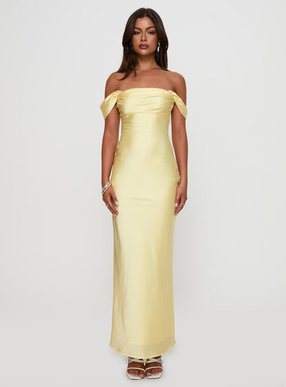 Azura Off The Shoulder Maxi Dress Yellow