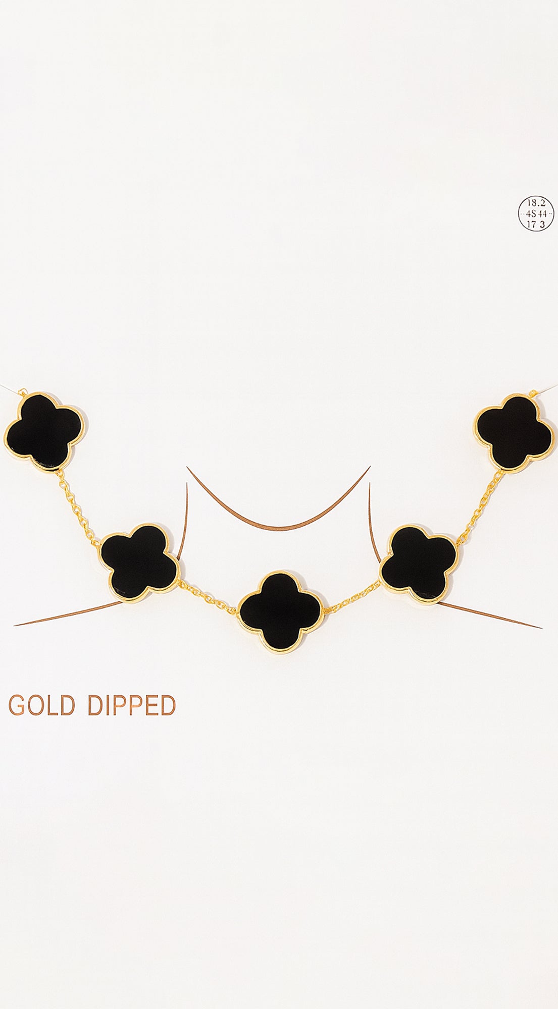Eternal Gold Dipped Clover Necklace - Black