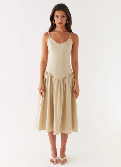 Azalea Midi Dress - Beige